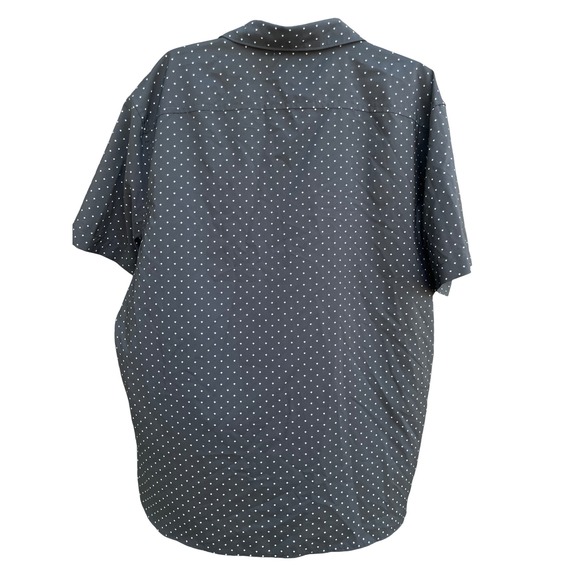 Perry Ellis Mens XXL Slim Fit Stretch Short Sleeve Button Down Shirt Black White - Picture 3 of 3